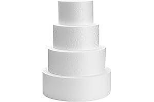 Juvale Set of 4 Round Foam Cake Dummies for Stunning Wedding Cake Presentations