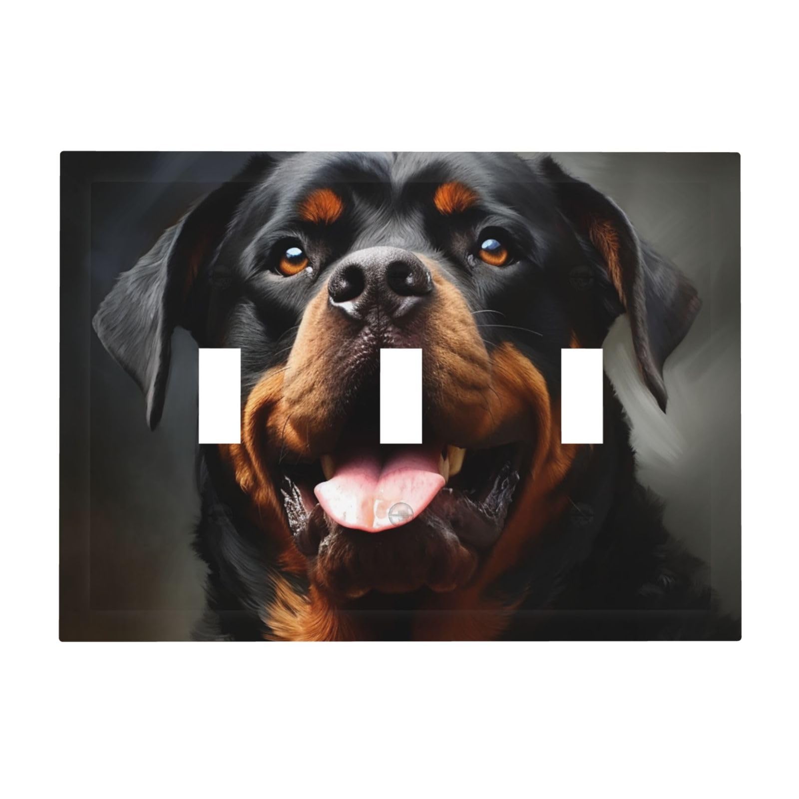 Kloph Cool Rottweiler Dog Art Decorator Light Switch Covers Wall Plate 3-Gang Mid Size 6.7" X 4.8" Triple Toggle Switch Wallplate Decorative 3 Gang Wall Switch Plate Covers Polycarbonate Thermoplastic