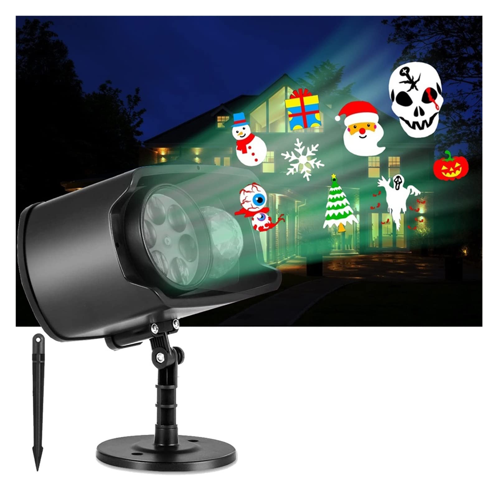 Proiettori Halloween Natale Decorativo Atmosfera Luci All'aperto Halloween Mischief Projector Natale Proiettore per feste a casa Lampade per atmosfera natalizia Proiettori per illuminazione esterna
