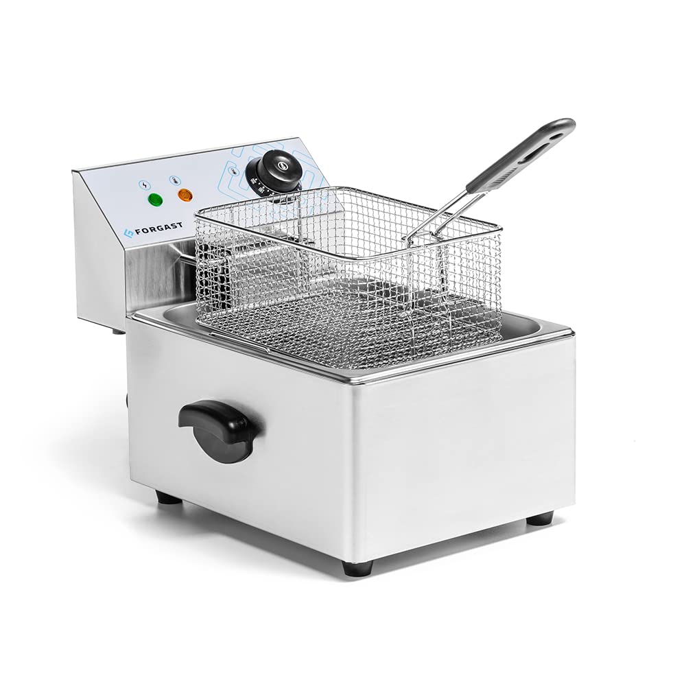 Freidora de Acero Inoxidable | Capacidad 8 litros | Nivel de Calor Ajustable | Freidora Eléctrica Combinada | para Pubs, Bares, Restaurantes | Freidora de Mesa