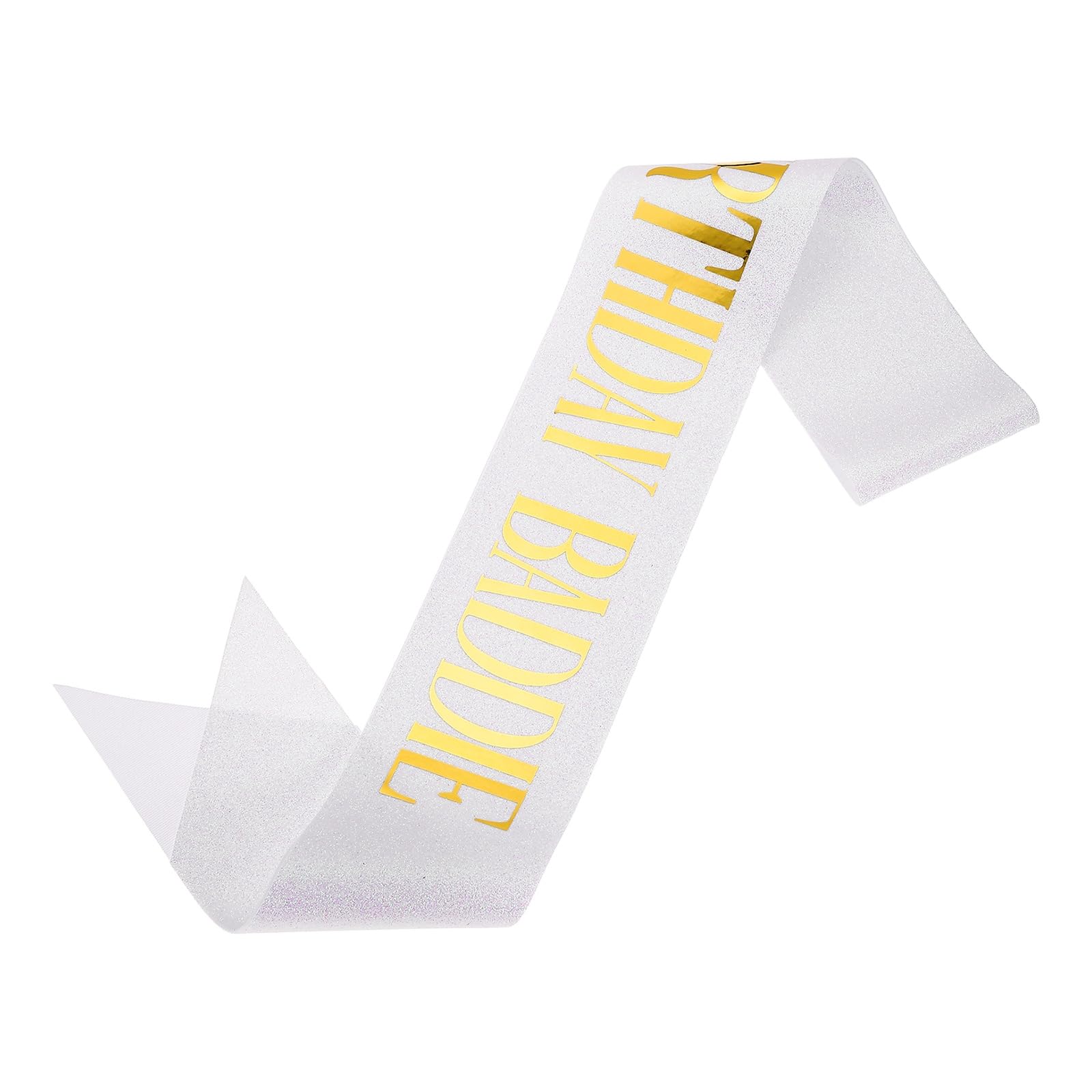 sourcing map Birthday Baddie Sash with Pin Gold Foil Lettering Party Favors Supplies Decorations Accessories for Women Costume Gifts Sweet Birth Day, White