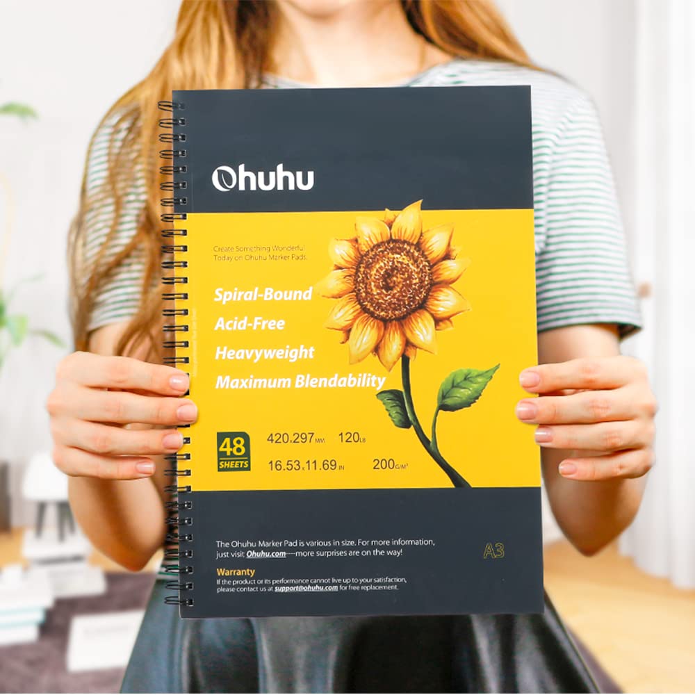 Ohuhu Marker Pads Art Sketchbook, 16.5"x11.7" XL A3 Large Paper Size