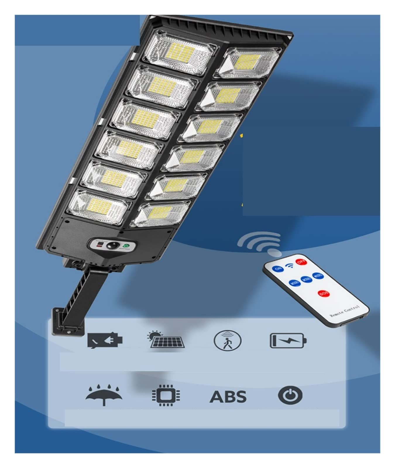 Lampy Solarne Zewnątrz, Zewnętrzne lampy słoneczne Pilot 12000 lumenów 504 Lampa ogrodowa LED Lampy na panele słoneczne Wodoodporny czujnik ruchu Lampy uliczne,Do ogrodu, ulicy, werandy(336LEDs 3000m
