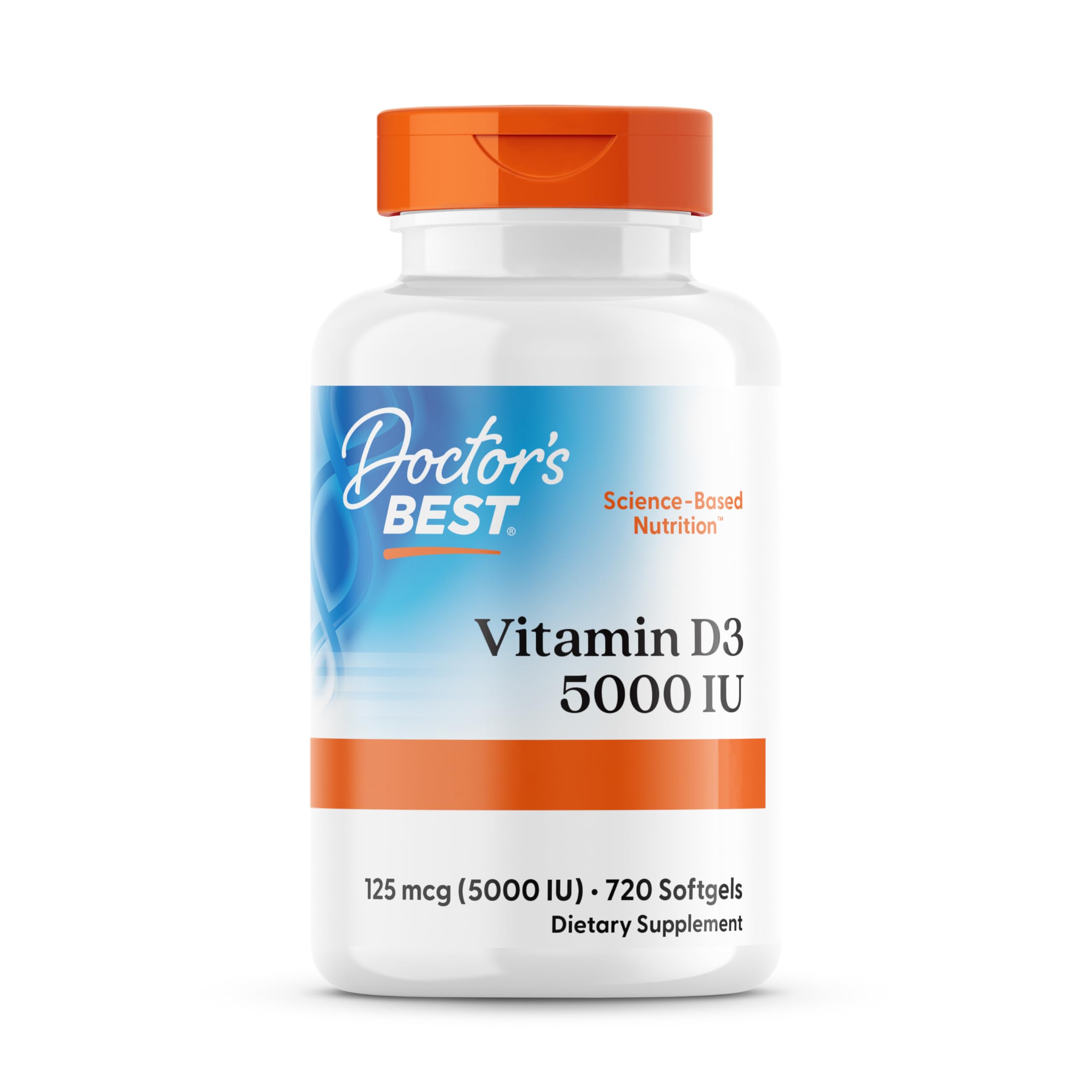 Doctor's Best, Vitamin D3, 5.000 IU, Hochdosiert, Depot Wochendosis, 720 Weichkapseln, Laborgeprüft, Sojafrei, Glutenfrei, Ohne Gentechnik