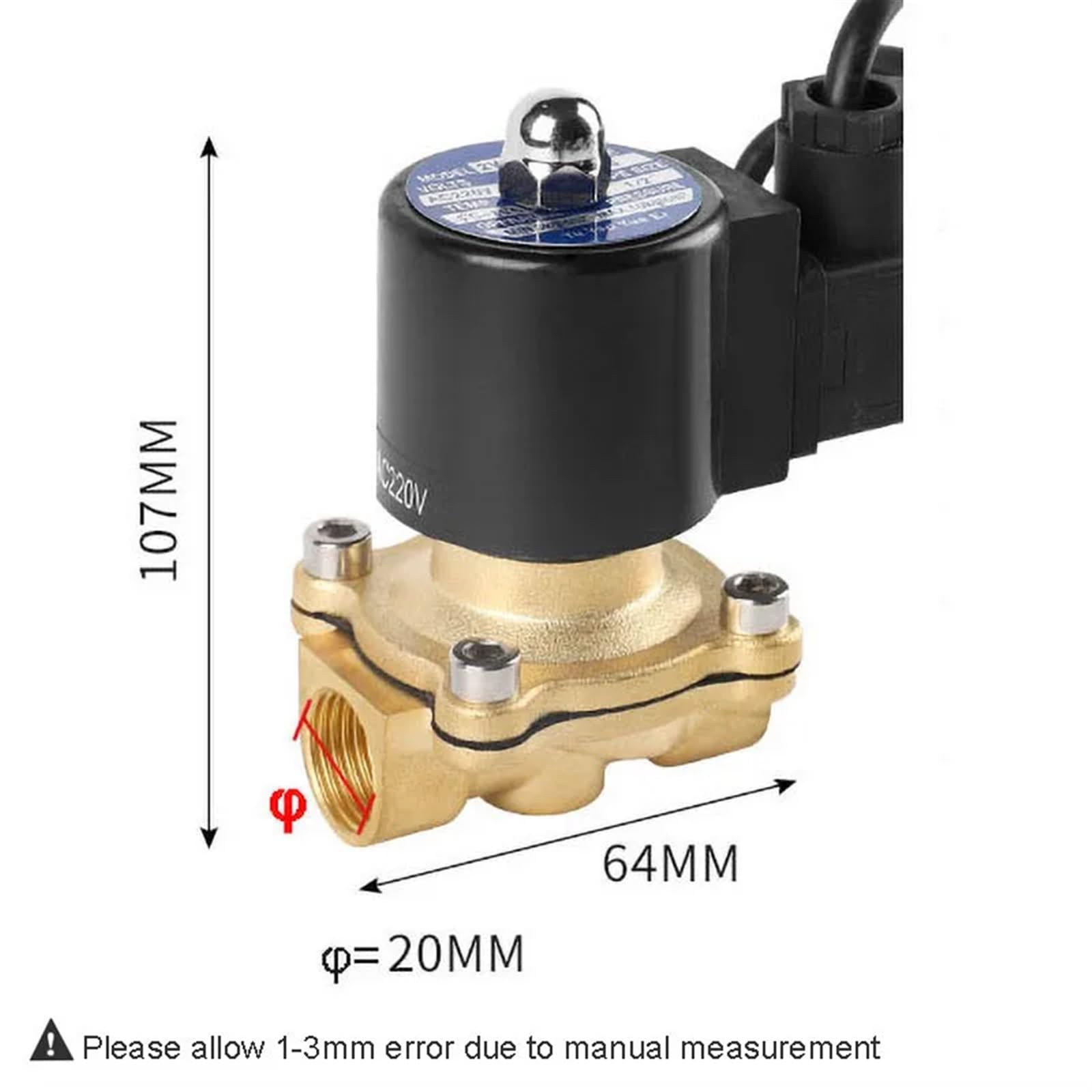 1/2" Waterproof Brass Solenoid Valve Normally Closed Fountain Valves for Underwater220V 110V 24V 12V 24v (NPT-24VDC-EPDM-SEAL)