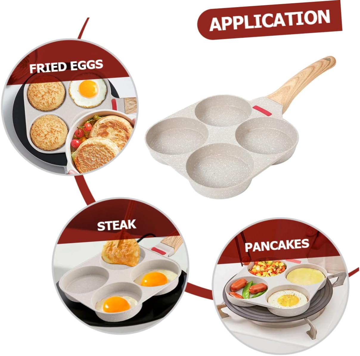 Nonstick Egg Frying Pan Multifunctional Japanese Style Skillet for Breakfast Pancakes and Hamburgers Clean Cooking Tool with Sturdy Handle for Gas and Induction Cookers