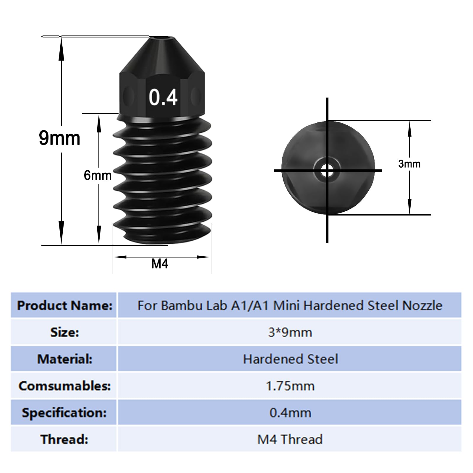 Amazon.co.jp: HIKUDIY Bambu Lab A1/A1 Mini用硬化スチールノズル 6個