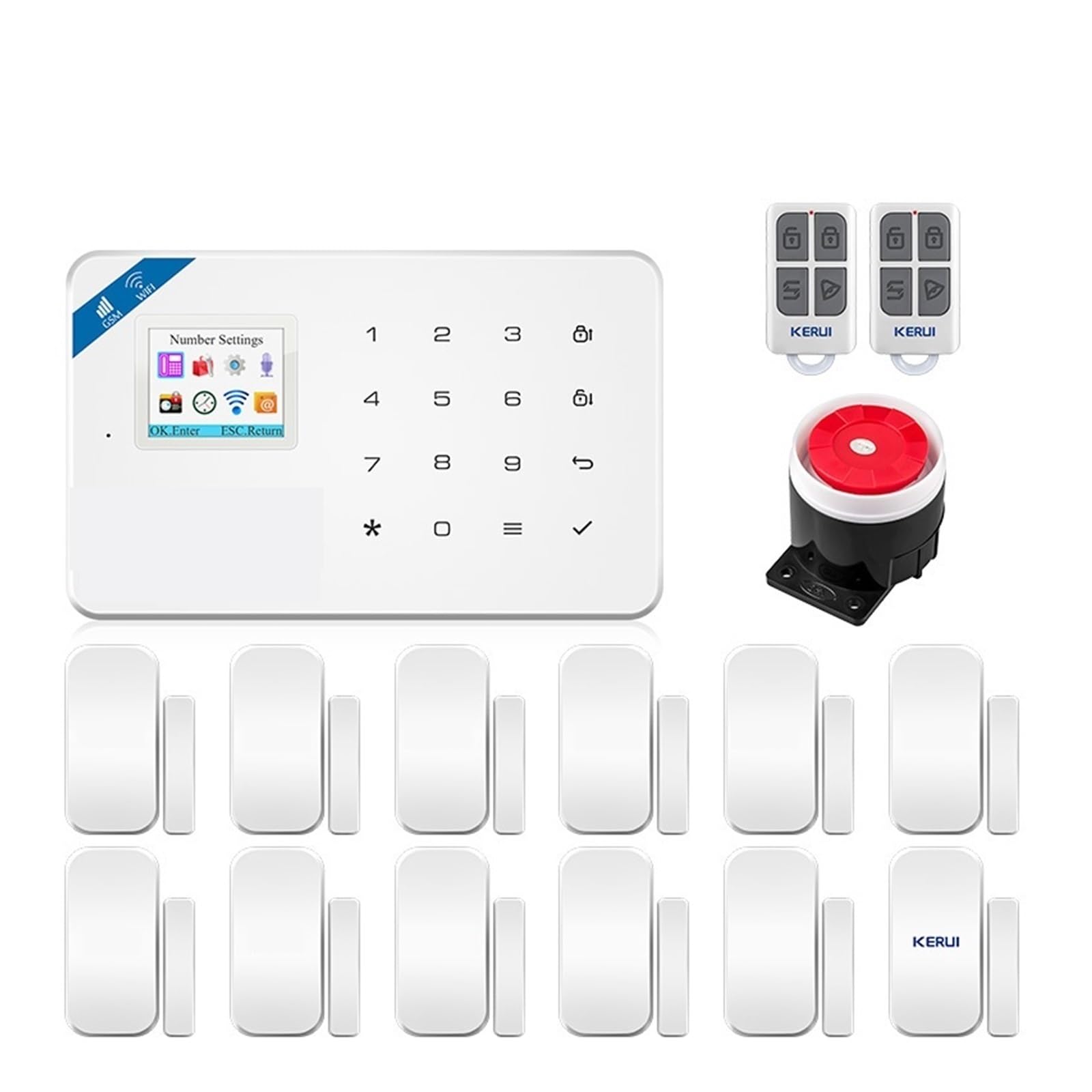 Système d'alarme GSM W181, unité Centrale Tuya, capteur de Porte Intelligent sans Fil, Anti-cambriolage pour la Maison et Le Garage(KIT 1)