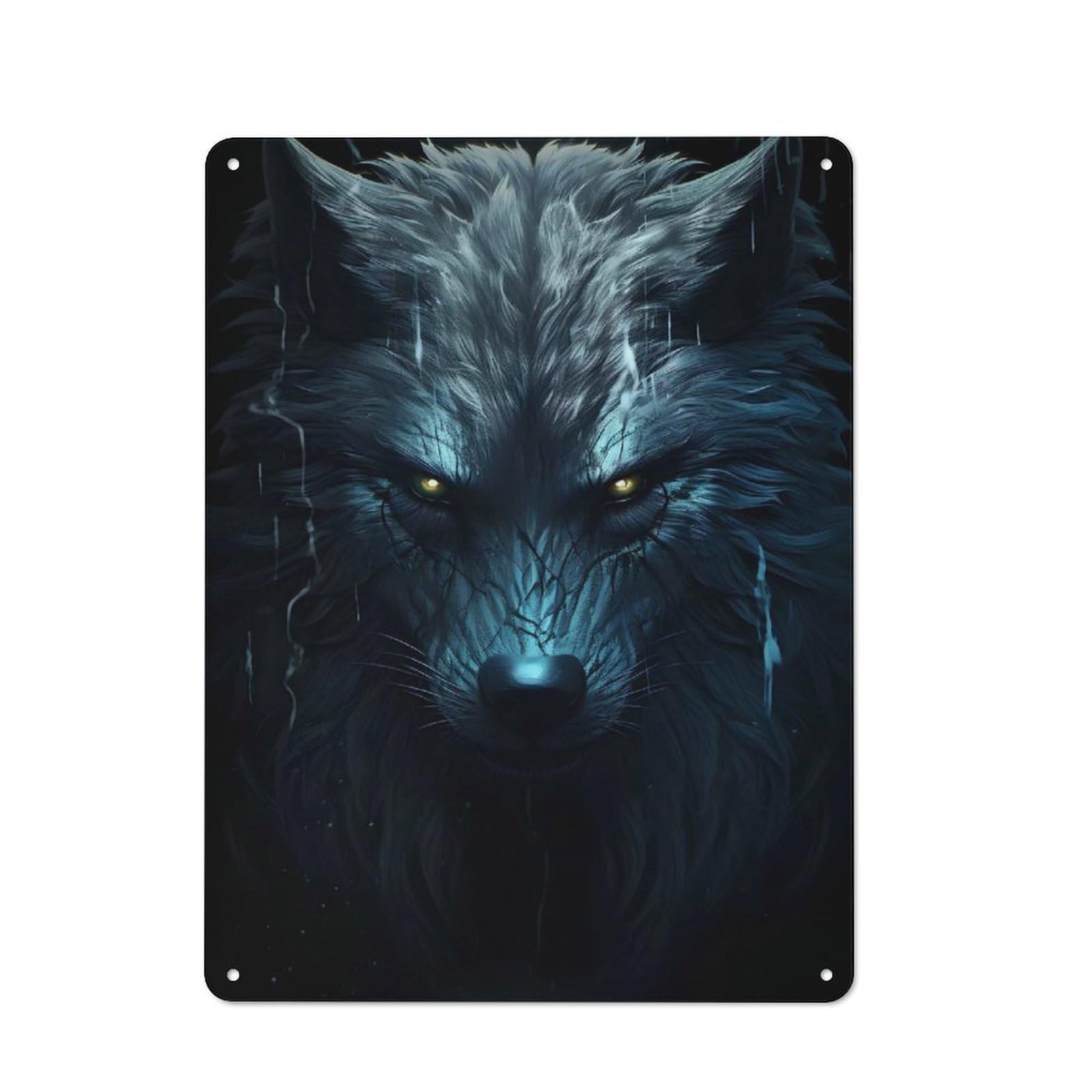 Junmoney Style-11 Spirit Wolf Vintage Metal Wall Decor 40X30cm, Cafe Metal Sign For Tea Room, Shop Wall Or Breakfast Area