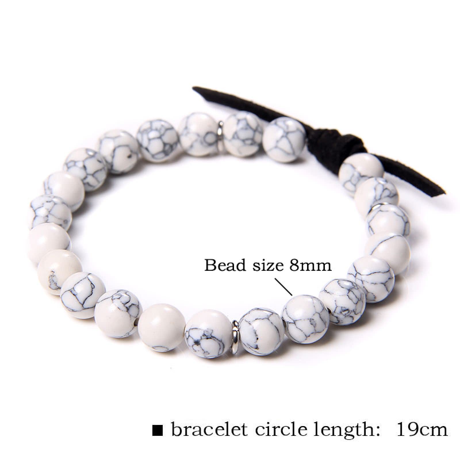 LYGBAOFUL Onyx Stein Armband Herren Braun Schwarz Lederarmband Naturstein Armband Damen Heulend 19cm