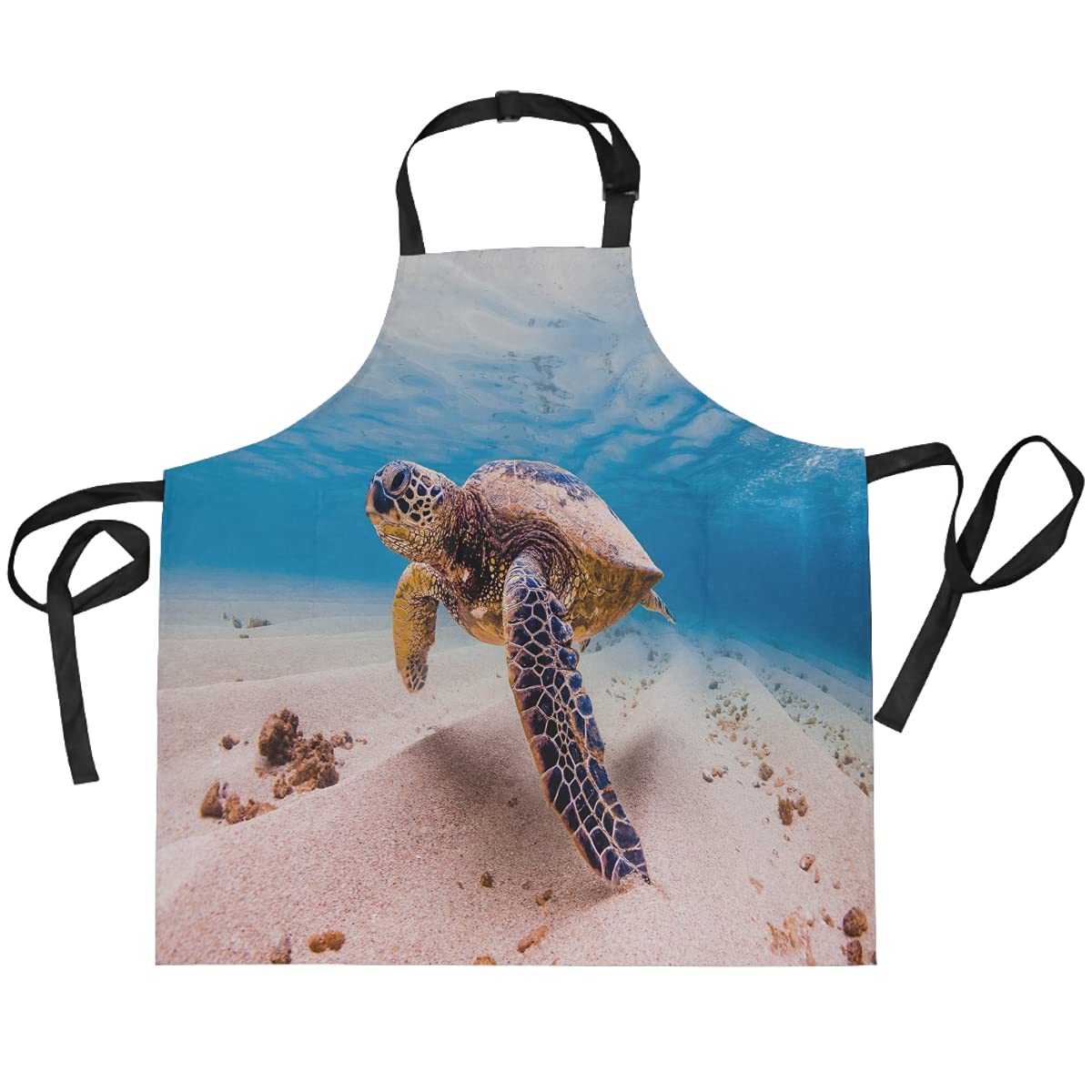Tropicallife Unisex Multi Kitchen Apron With Pockets Animal Ocean Sea Turtle Apron Bib For Women Men Cooking Baking, Restaurant Coffee Shop Waiter Aprons With Adjustable Neck