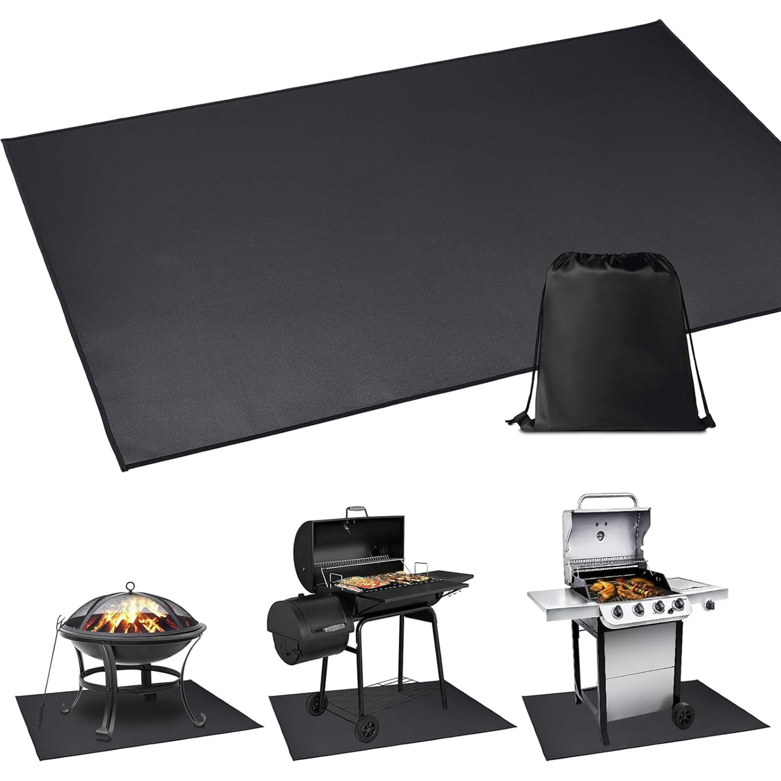 Extra Wide Flame Retardant BBQ Mat per la stufa Top Tessuto in fibra di vetro ad alta temperatura con Carry Bag Camping Pad