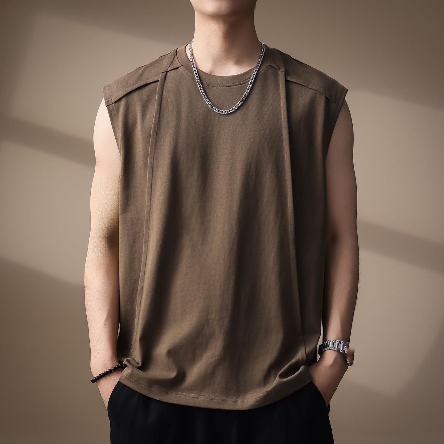 Color Block Sleeveless Vest for Men Basketball Sports T-Shirts