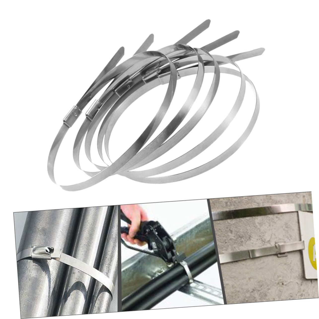 Fascette Stringicavo Autobloccanti in Acciaio Inossidabile Nere | 200 Pezzi, Chiusura a Pulsante Non Separabile, Uso Industriale per Oil/gas e Manufacturing