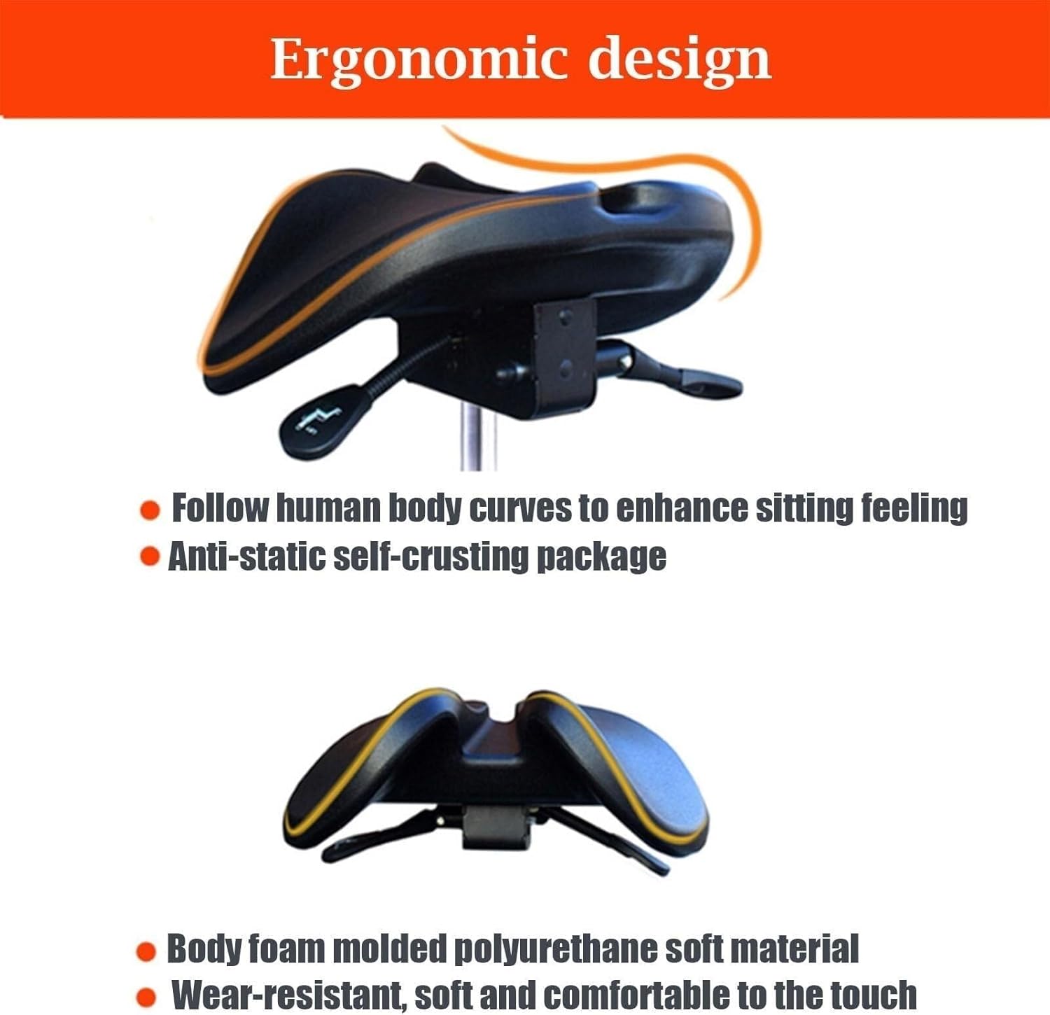 Ergonomic Saddle Stool with Armrests, Adjustable Rolling Chair for Home, Office, Dental Salon & Shop, Comfortable Split Seat, Smooth Rolling, Heavy Duty 440 lbs Capacity