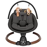 Baby Swing for Infants, Electric Baby Swing with Bluetooth, Portable Infant Swing with 5 Speeds, 10 Lullabies, 5-Point Harness & Remote Control, for Newborns Infants Indoor Outdoor Use (Black)