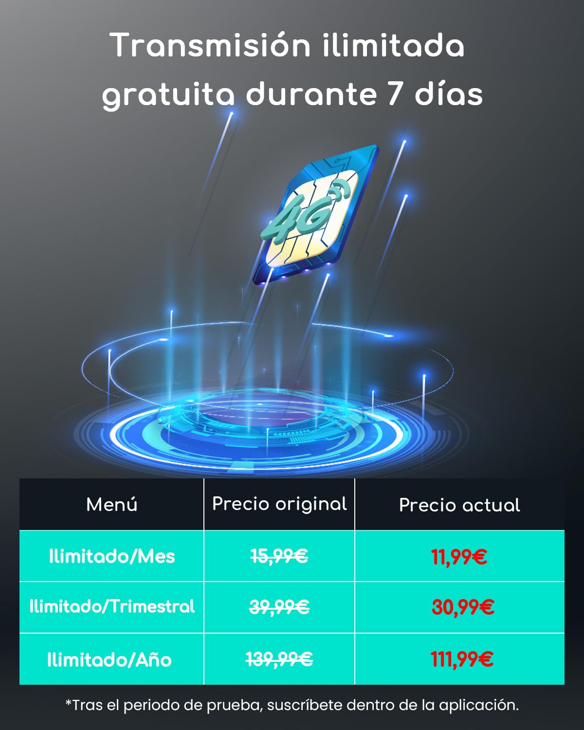 COOAU 4G LTE Cámara Vigilancia Exterior con Sim,2K 3MP QHD Camara 4G Solar sin Cable con Batería,PTZ 355°/90°,Visión Nocturna,PIR Detección de Movimiento,Audio de Dos Vías,Tarjeta SIM