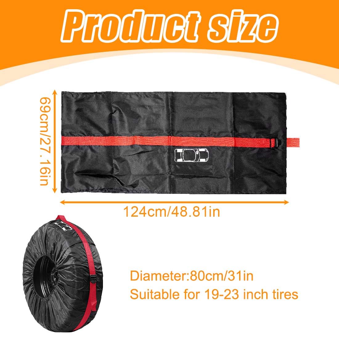 Funda para Neumáticos de Coche con Asa - Rueda de Repuesto para Remolque, Camper y Camión - 80 cm de Diámetro