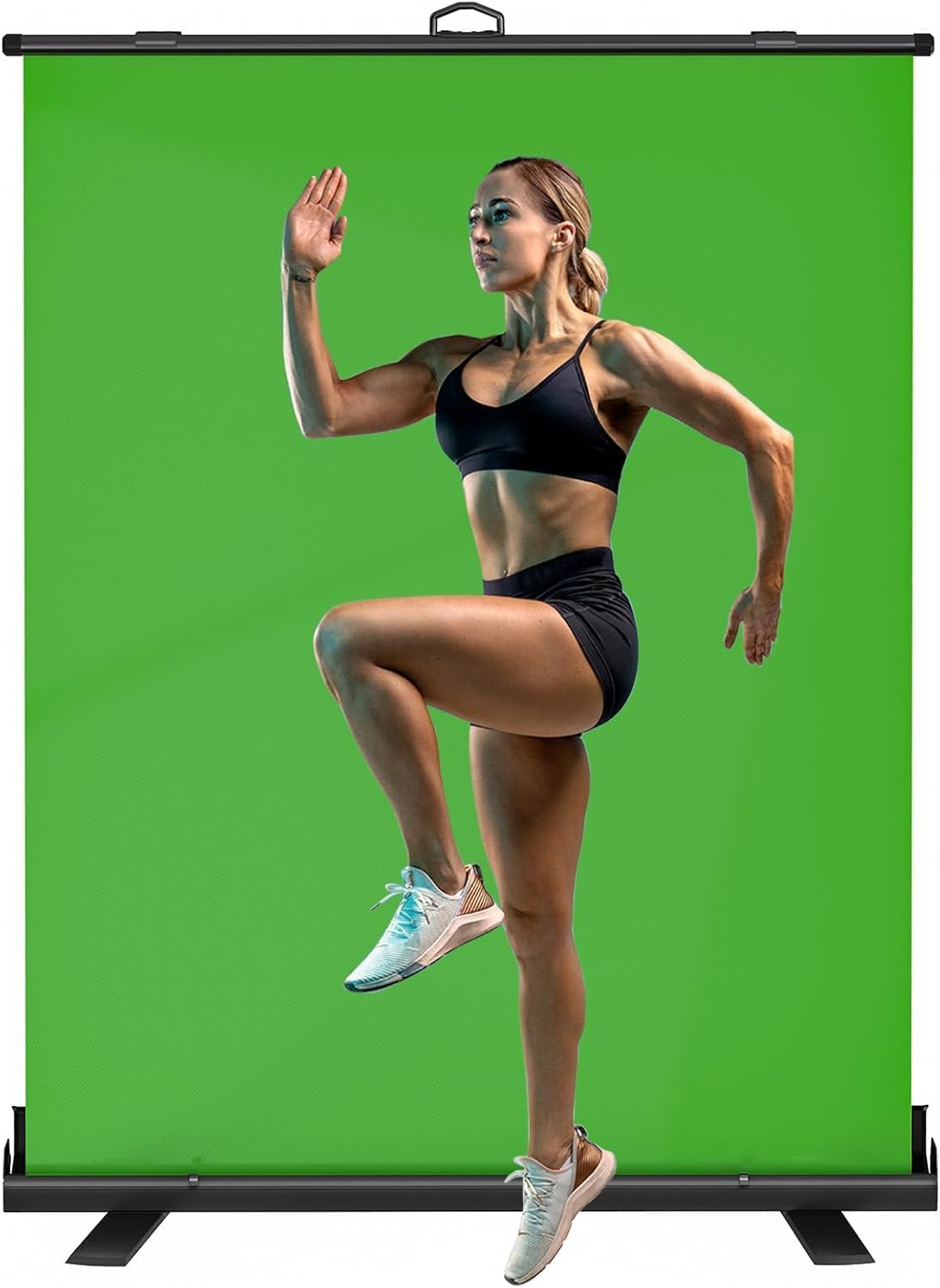 Green Screen Background with Stand, Portable Collapsible Chroma Key Backdrop, Auto-Locking Wrinkle-Resistant Photography Background for Video, Live Game, Studio, Black Case.(200 * 150cm)