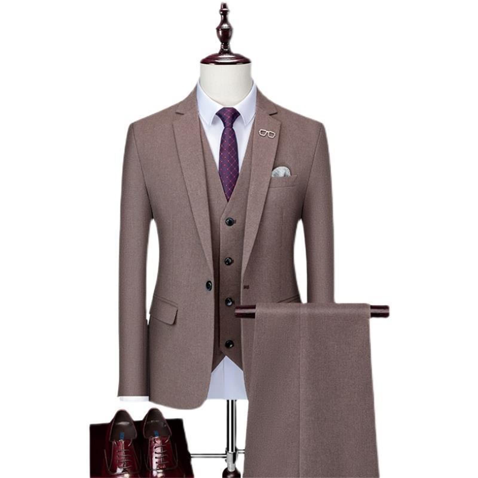 Herrenanzüge (Jacke + Weste + Hose) Luxus Business Herren Slim Anzug Bräutigam Hochzeitskleid Smoking Formelle 3-teilige Sets