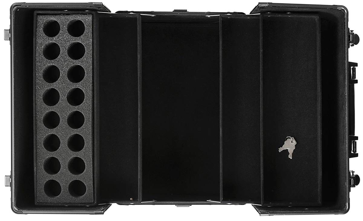 SEVICO Kosmetikkoffer Schminkkoffer Make-up Aufbewahrung Organizer für die Reise für Friseure und Visagisten Nähzubehör abschließbare Box mit Tragegurt Schwarz V10