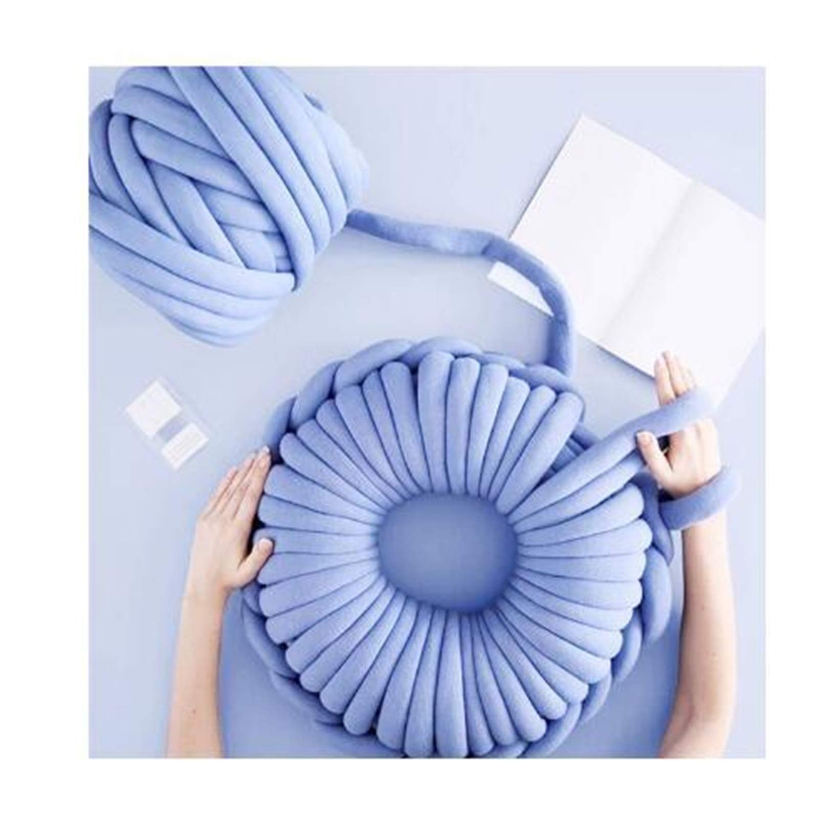 Hilo Grueso 500g Brazo Súper Voluminoso Tejer Lana Roving Manta De Punto Hilo De Lana Grueso Hilo Súper Grueso para Tejer/Crochet/Alfombra/Sombreros 1 (Color : Azul)