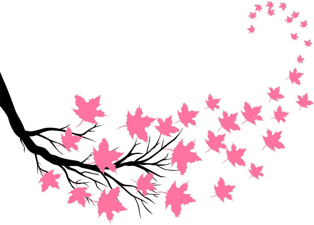 VWAQ Tree Branch Leaves Wall Sticker - Living Room Decal Decor - 37 PCS (Orange & Black)