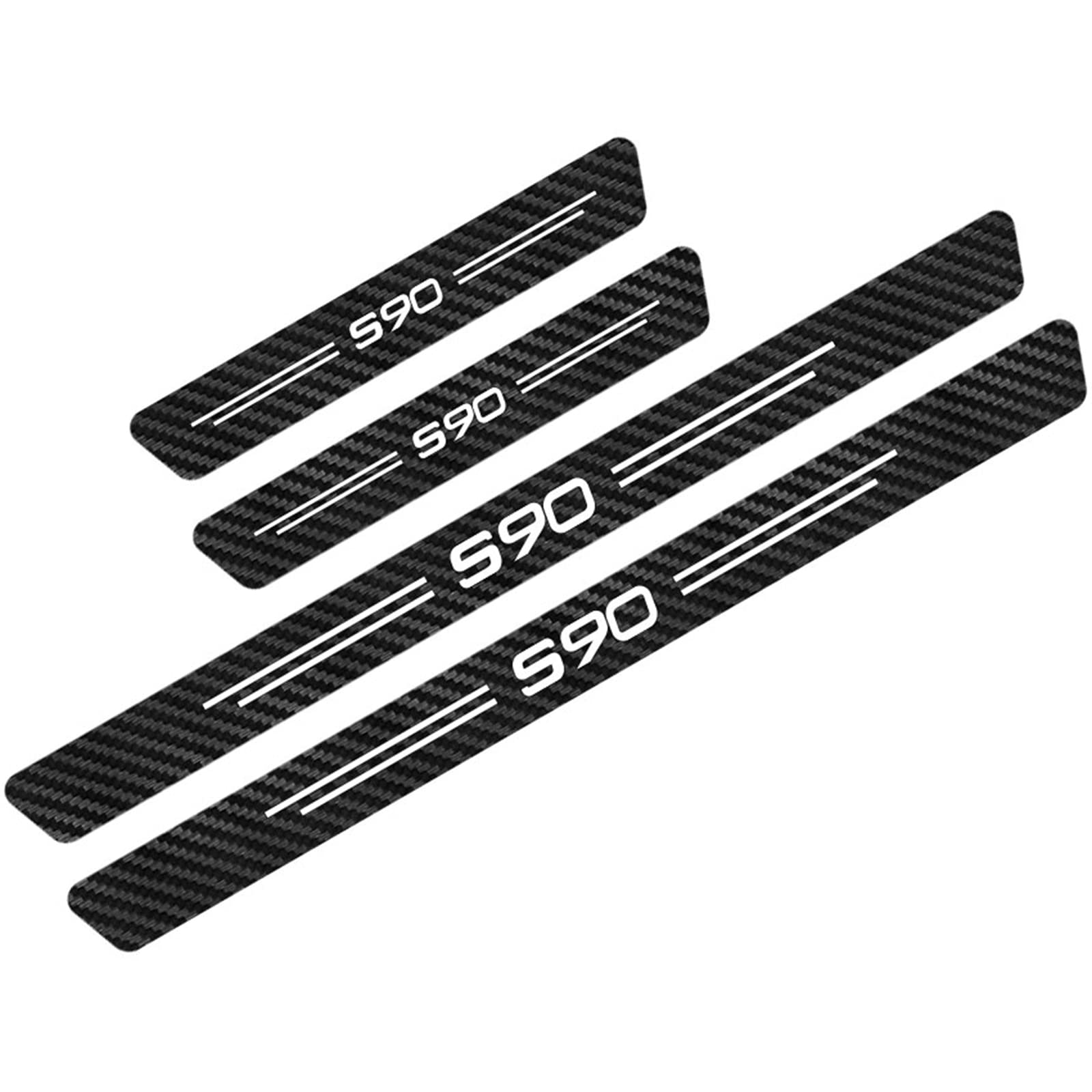 Symilov 4Pcs Car Door Sill Protector for Vo-lvo XC40 XC60 XC70 XC90 S60 S80 S90, Anti Scratch Carbon Fiber Threshold Edge Entry Guard Stickers Kick Plates Styling Accessories, S90