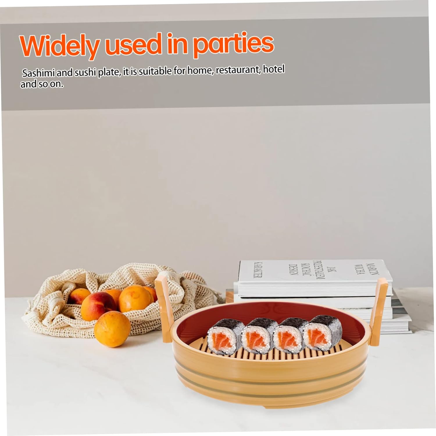 Multi-functional Non-stick Sushi Plate Stylish Imitation Wood Design for Sashimi and Bbq Easy to Clean Portable Cooking Accessory