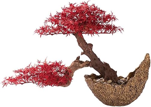Simulation Tree Simulation Welcome Pine Red Maple Leaf Tree Bonsai Artificial Potted Hotel Corridor Porch Japanese-Style Plant Potted Ornaments Artificial Bonsai Tree