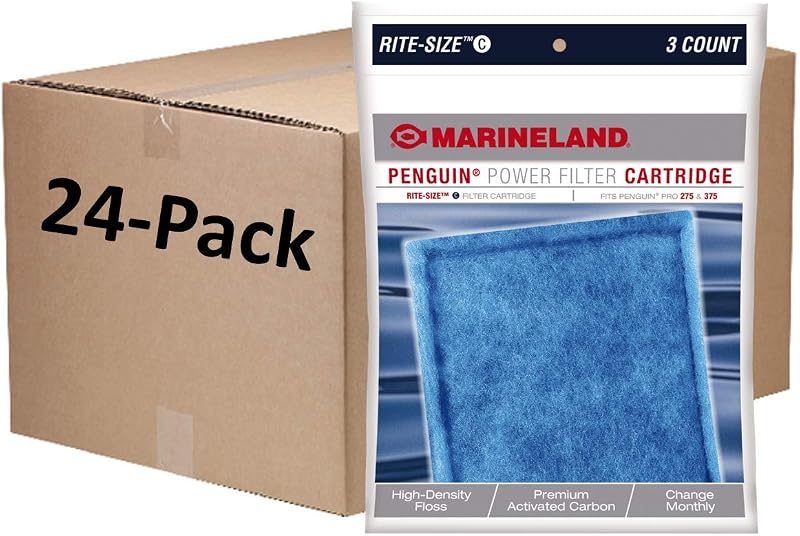 Refil de Filtro para Aquário Marineland Rite-Size para Penguin 275/375, Pacote com 24 Cartuchos de 3 Unidades
