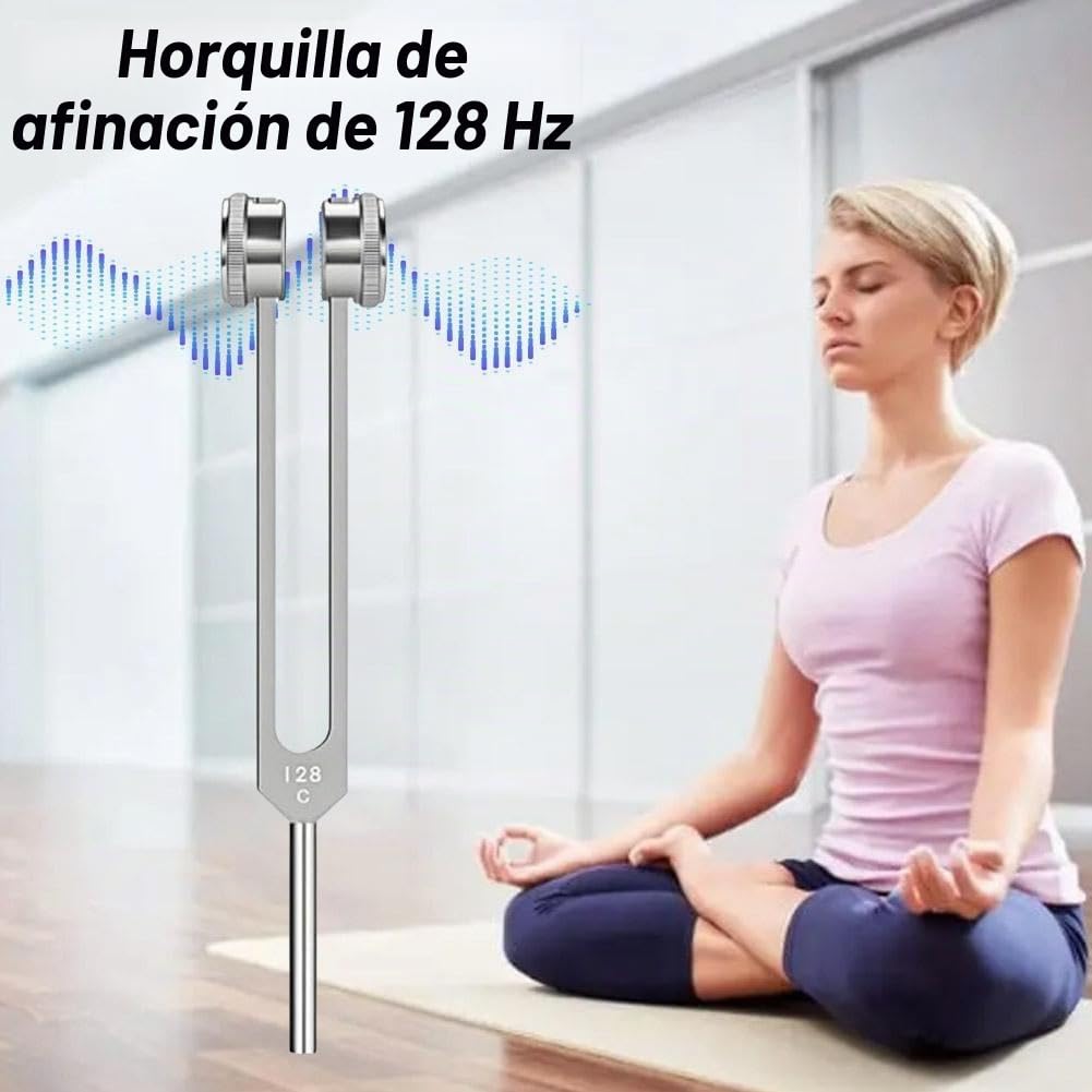 Diapasón de 128 Hz Diapasón Terapéutico Diapasón Neurología Aleación de Aluminio Respuesta de Frecuencia Precisa con un Martillo de Silicona para la Terapia Terapia de Chakras Terapia de