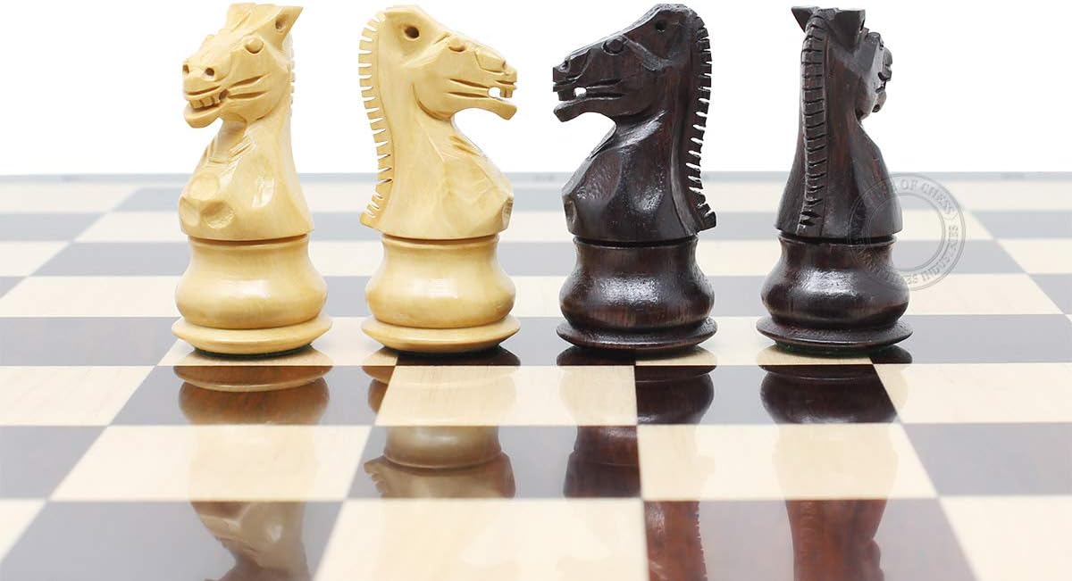House of Chess - Ringy Rosewood Galaxy Staunton Wooden Chess Set Pieces King Size 3" + 15" Flat Ringy Rosewood Chess Board