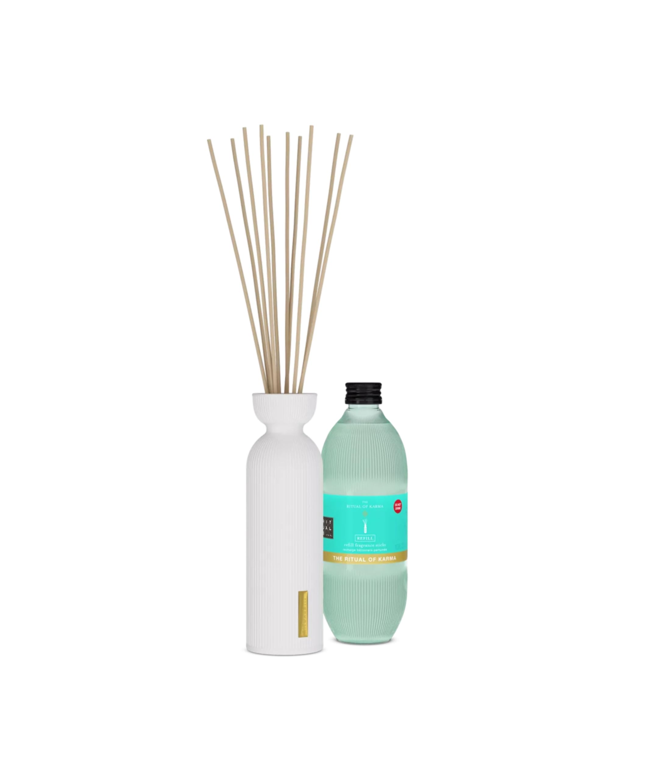 Rituals Blue Reed Diffuser Gift Set With The Ritual Of Karma Lotus Flower And White Tea Fragrance Sticks, Includes 1X Refill Scent 500Ml And 3X Replacement Sticks 250Ml