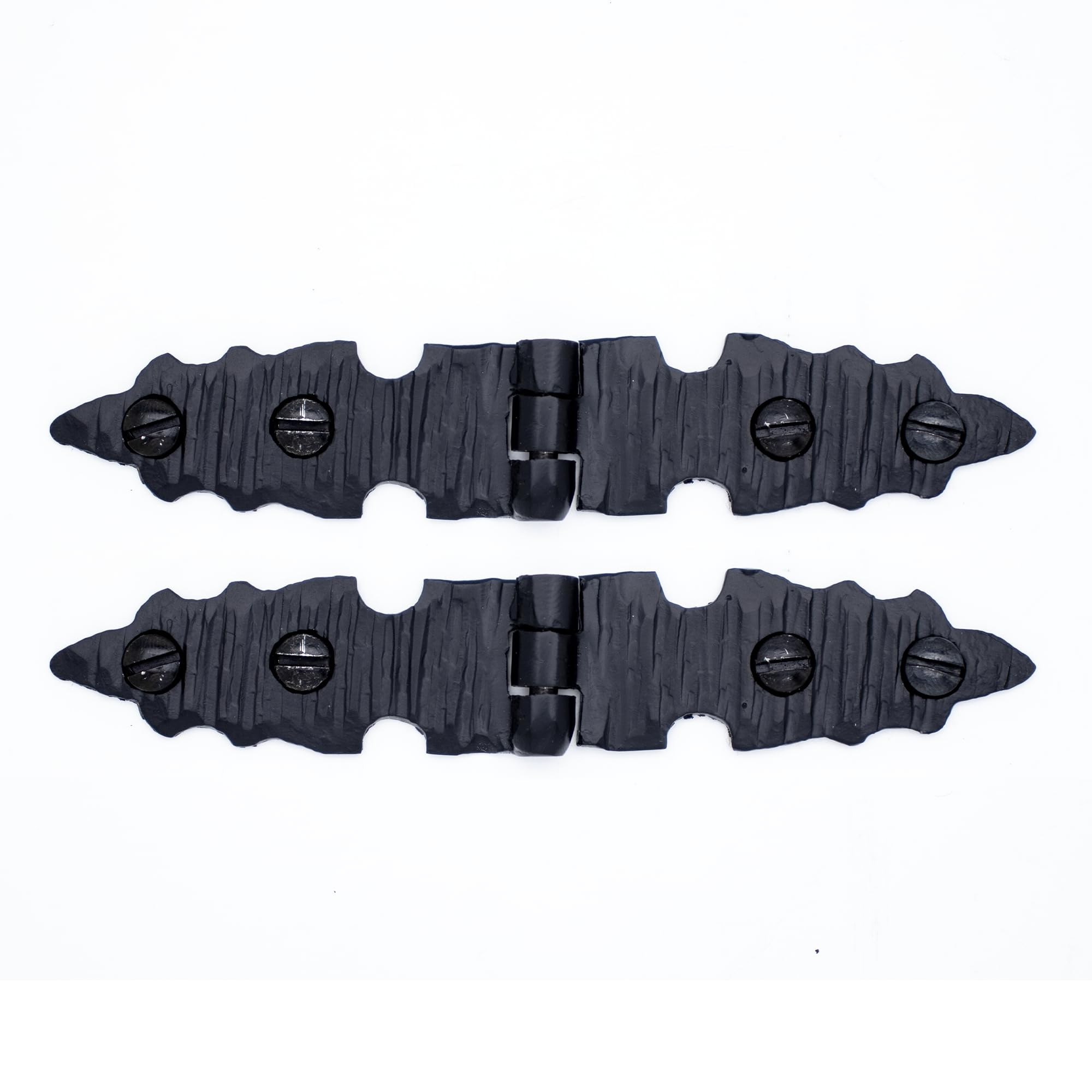 2 Pack 4 Inch Black Wrought Iron Hinges - Decorative Wrought Iron Door Hinges – Rustic Iron Hinges for Farmhouse Shutters, Chests, Barn Doors, Shutter and Gates – The Castile Series