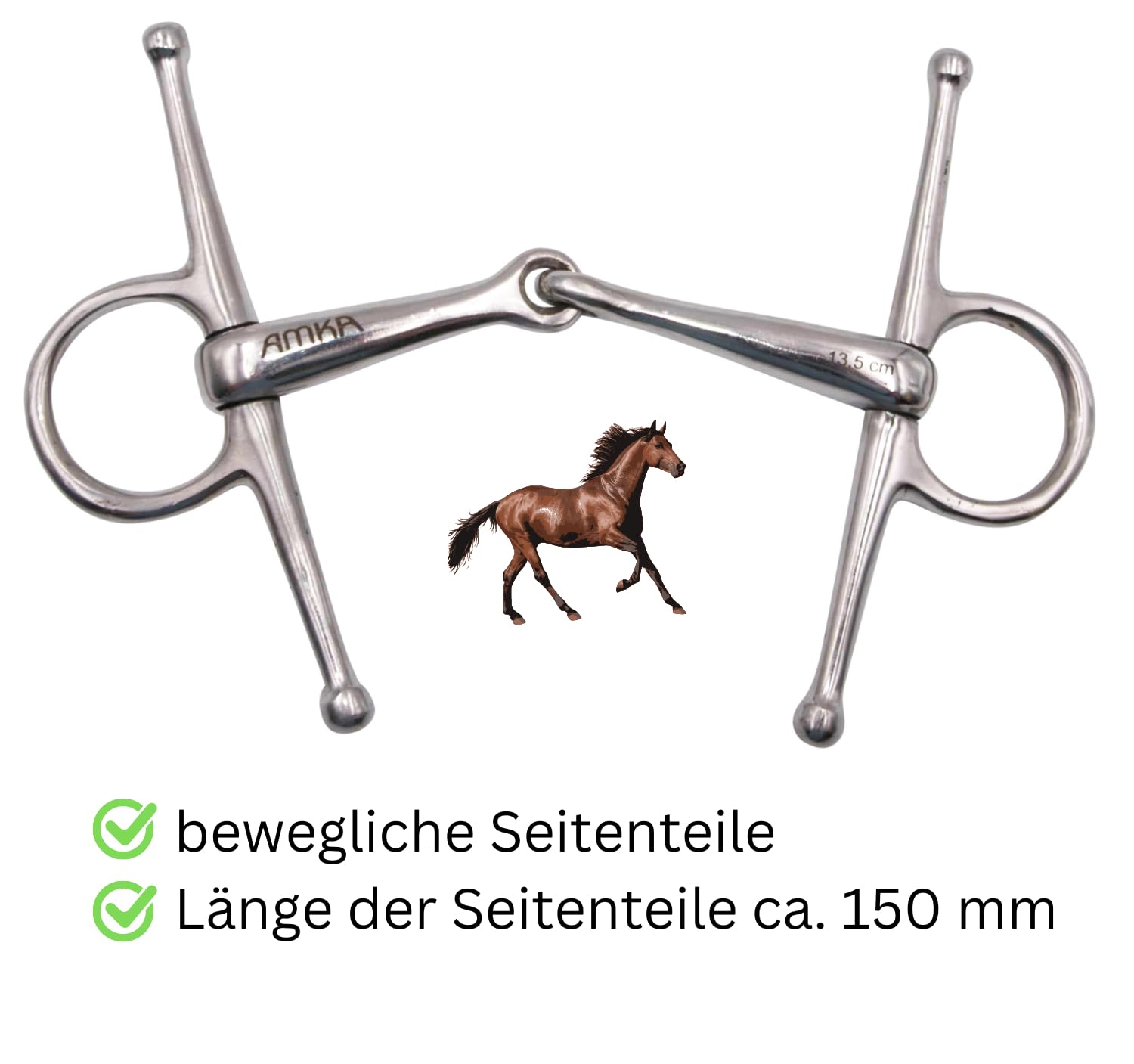 AMKA Knebeltrense Schenkeltrense massiv Edelstahl Stärke 18 mm Ringe 45 mm