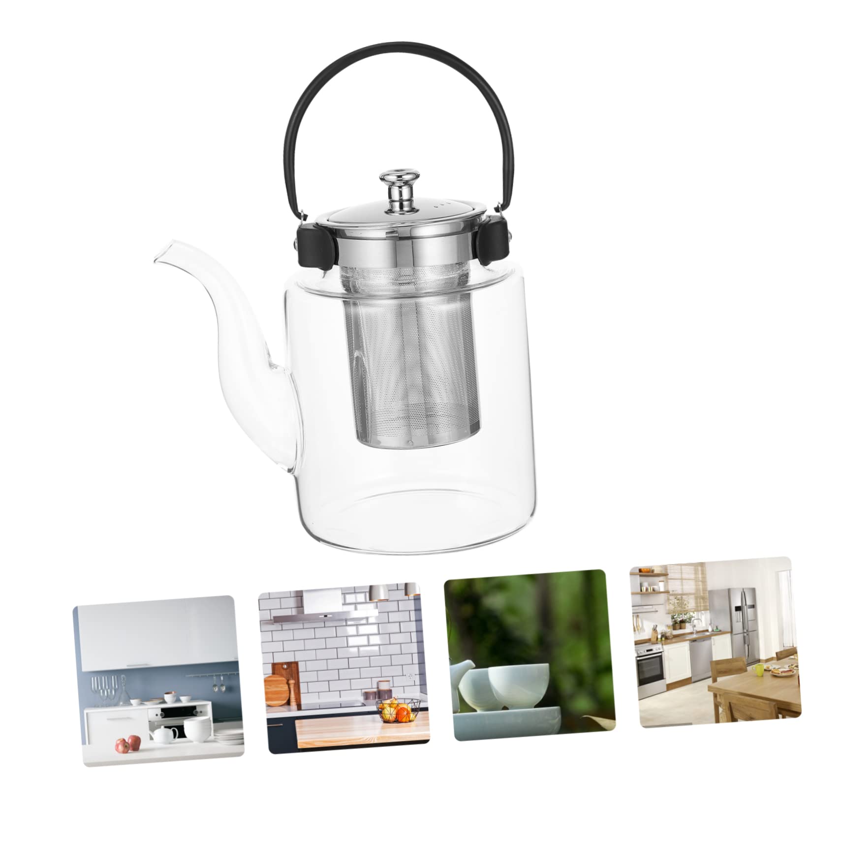 Alipis Tetera de Vidrio Transparente Resistente al Calor Tetera de Gran Capacidad Hogar de Vidrio Accesorio de Té para Infusiones la Cocina