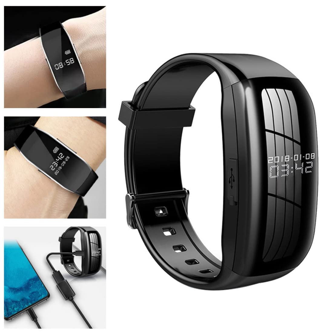Grabadora de vídeo por Voz Digital, cámara de Audio 8G, Pulsera, Dispositivo de grabación con cancelación de Ruido