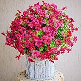 AXYLEX Artificial Flowers for Outdoors Fake Plants - 16 Bundles Faux Outside Boxwood No Fade UV Resi