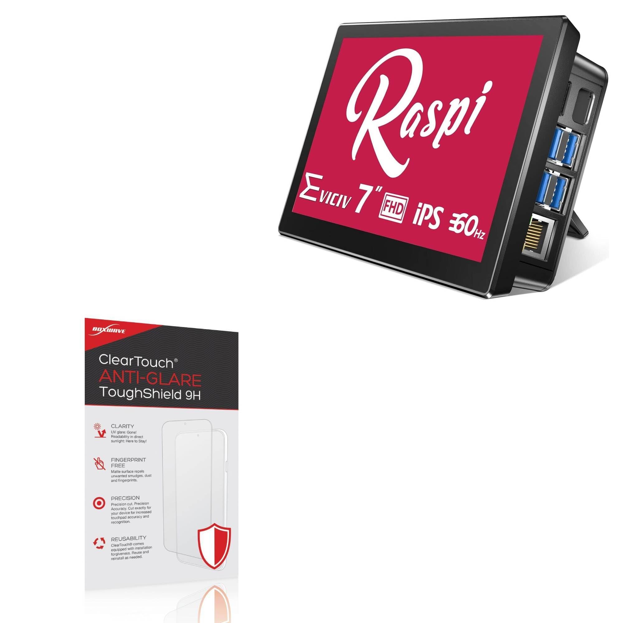 BoxWave Screen Protector Compatible with EVICIV Touchscreen for Raspberry Pi (7 in) - ClearTouch Anti-Glare ToughShield 9H (2-Pack), Anti-Glare 9H Tough Flexible Film Screen Protector
