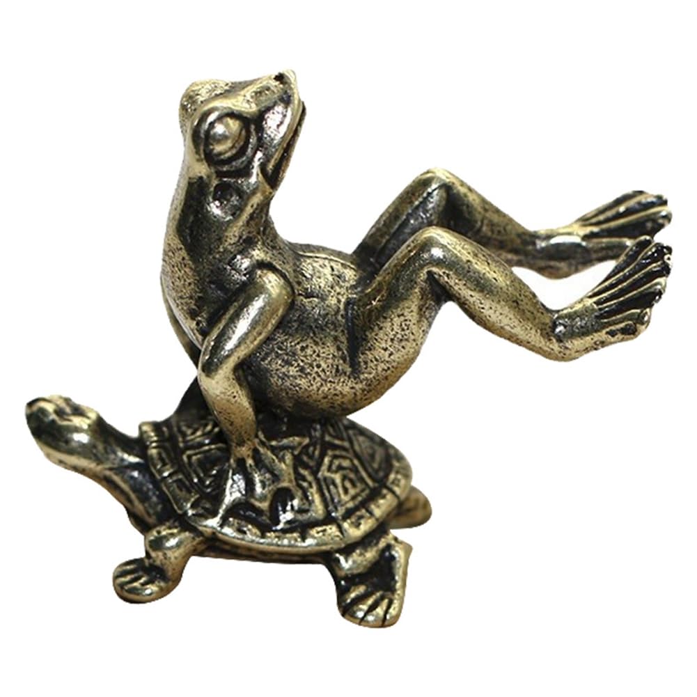 CTRLZS Antique Play Brass Tortoise Frog Miniature Statue Decoration Desk Decoration Home Decoration Bronze Sculpture, Fine Workmanship