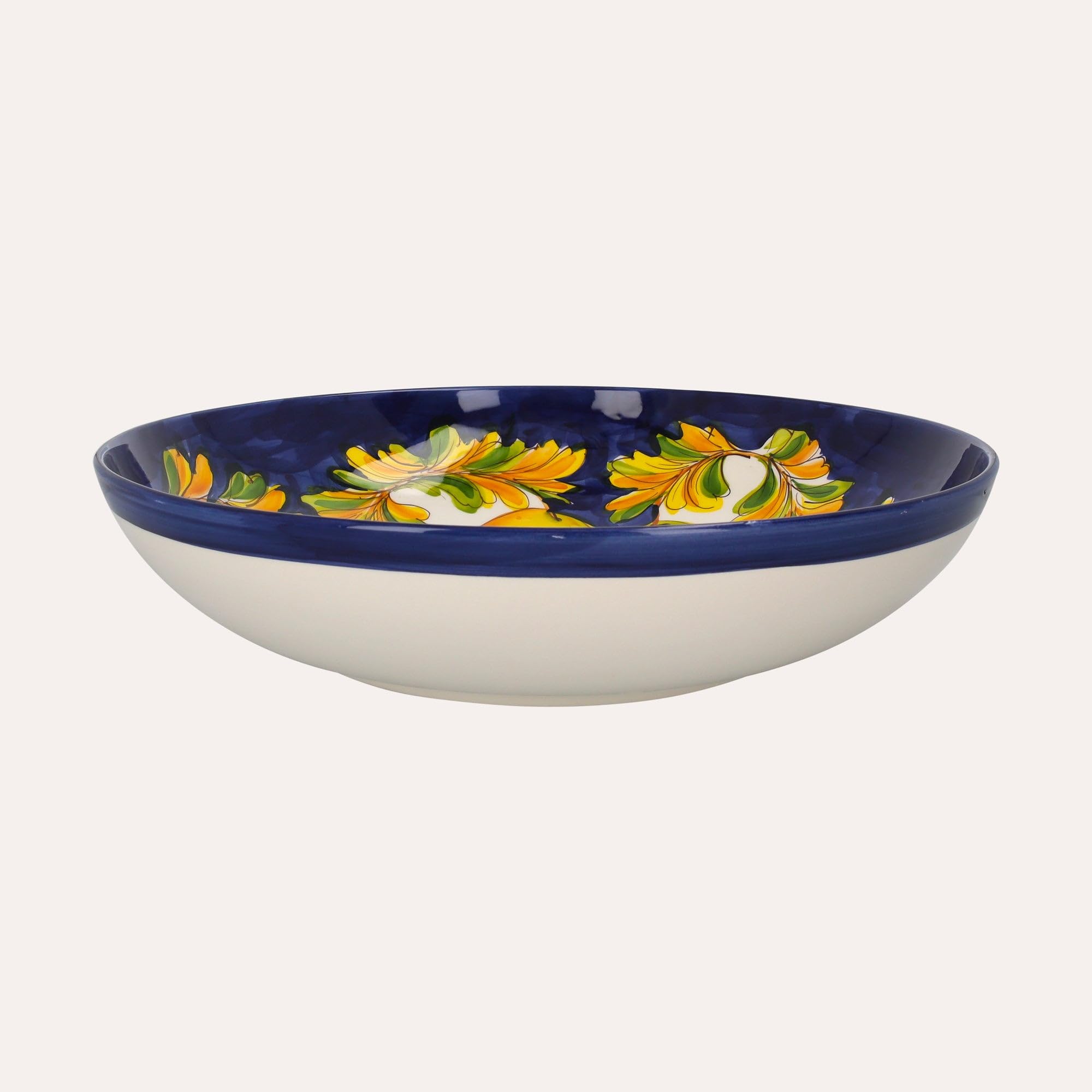 Keyhomestore | Insalatiera Grande con motivo decorativo limoni, Contenitore Elegante per Tavola e Cucina, Made in Italy (40x9cm) - Ceramica