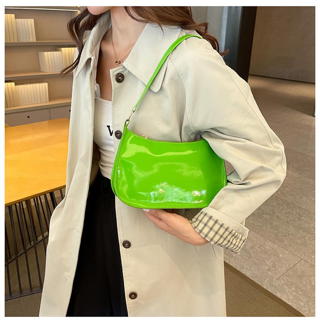 Patent Leather Clutch Purse Shiny Evening Handbags for Women Armpit Shoulder Bag MINI Hobos: Green