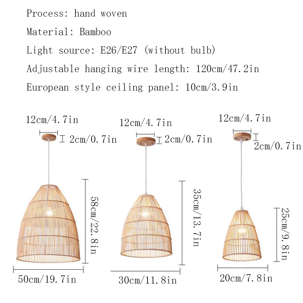 Nowoczesna Rattanowa Lampa Wisząca Wisząca Lampa Sufitowa, Przybrzeżna Wiklinowa Oprawa Oświetleniowa Żyrandol Regulowana Lampa Z Naturalnego Tkanego Bambusa Do Kuchni, Jadalni, Sypialni, Beżu