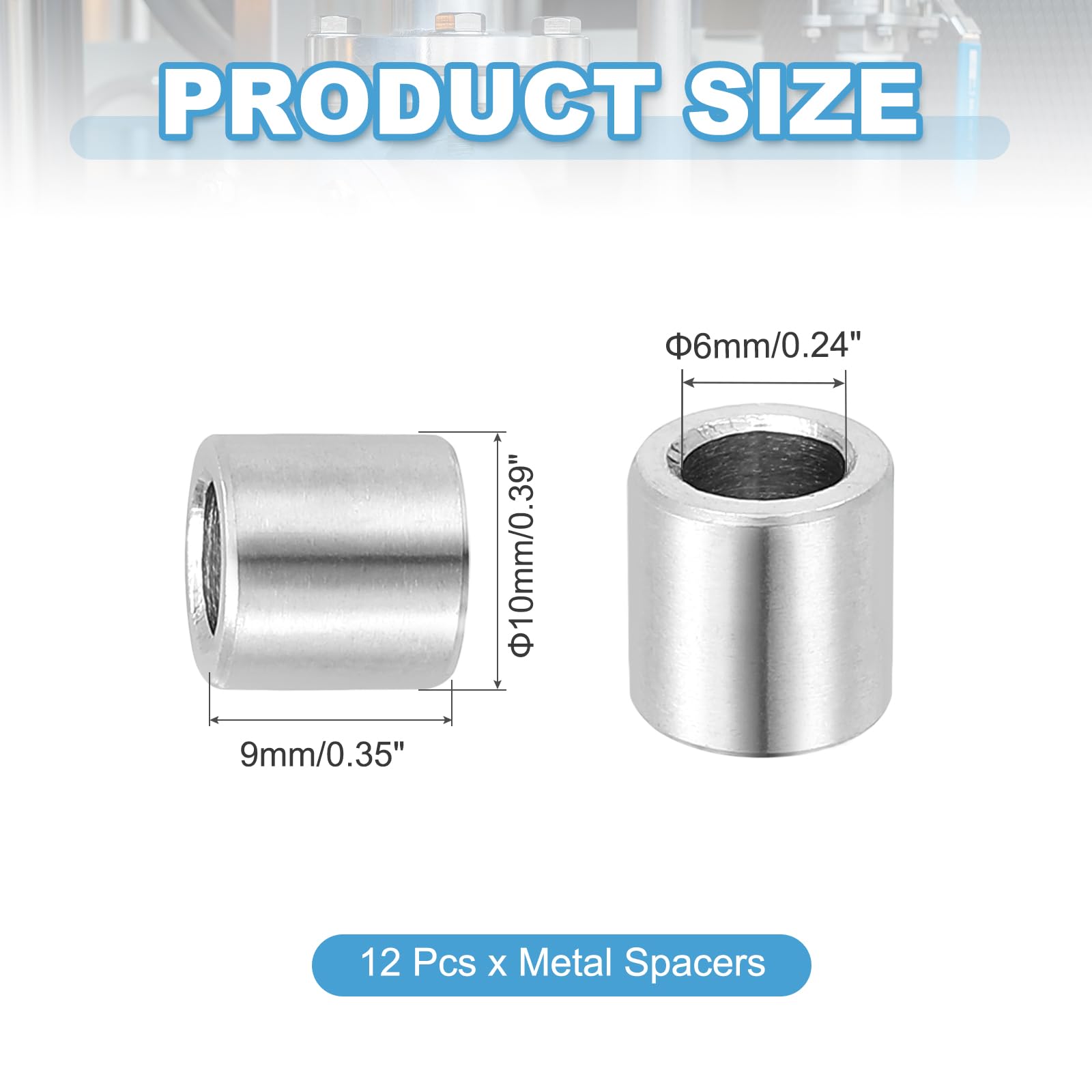 PATIKIL 12 Pcs Stainless Steel Spacers - Image 2