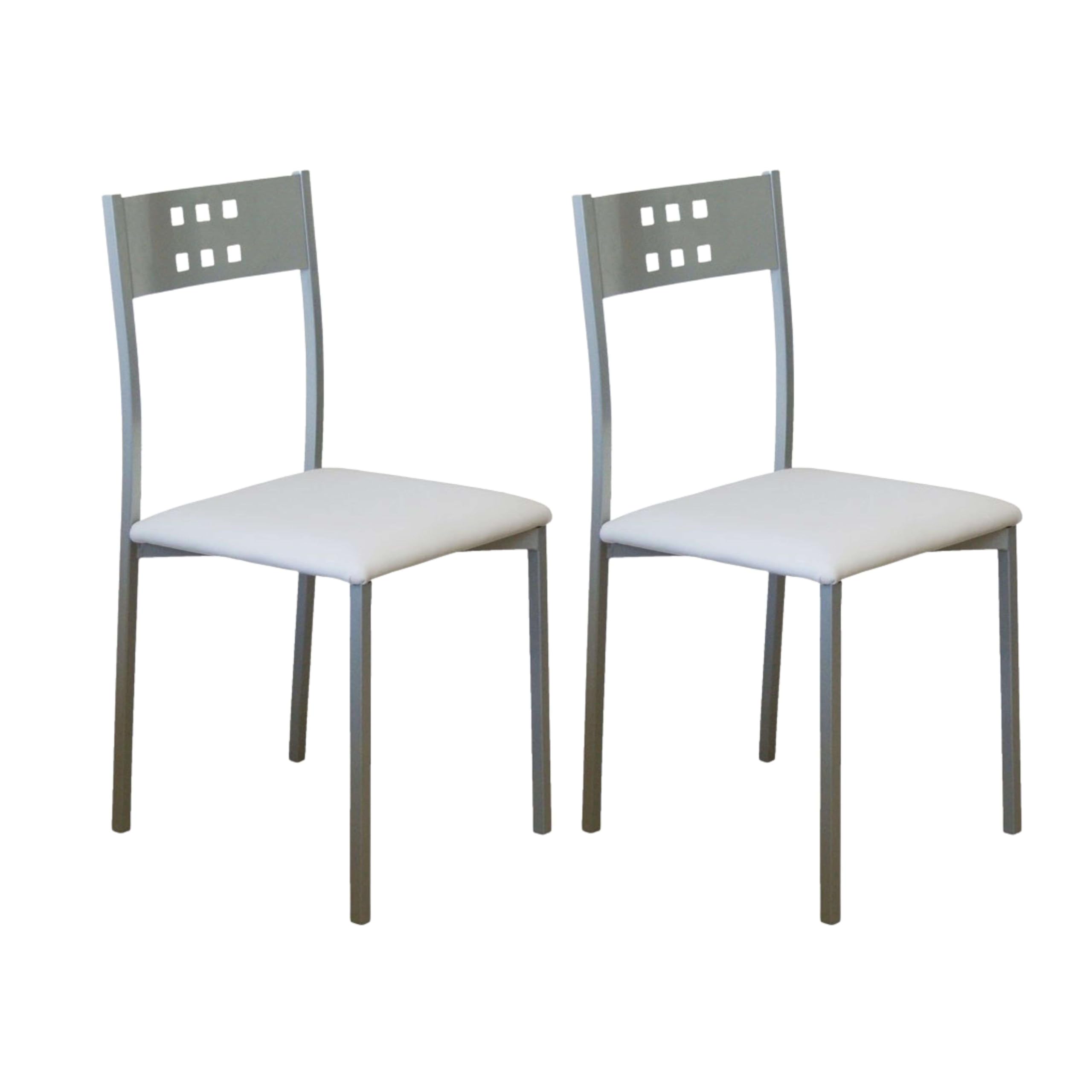 Miroytengo Pack 2 Sillas de Cocina Metal y Blanco Costa, Sillas Comedor Modernas 47x86x41cm