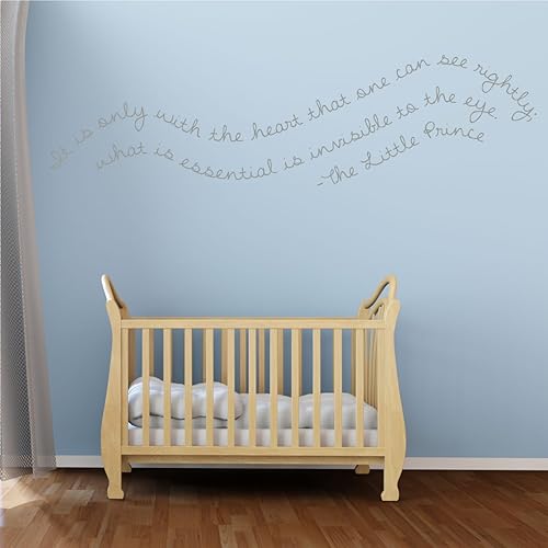Miniatura 5 de Calcomanía de pared para cuarto de bebé, con texto en inglés "IT Is Only With The Heart", decoración de pared de vinilo con el principito para