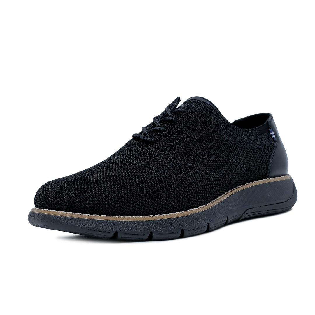 Nautica Men's Oxford Shoe Knit Fashion Sneaker-Wilberto-Black Black-Size-13