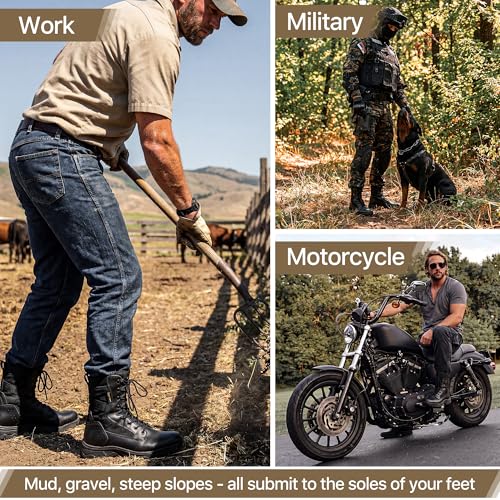 Image of FREE SOLDIER Men's Tactical Boots 8 Inches Lightweight Combat Boot Durable Suede Leather Military Work Boots Desert Boot(Black 7)