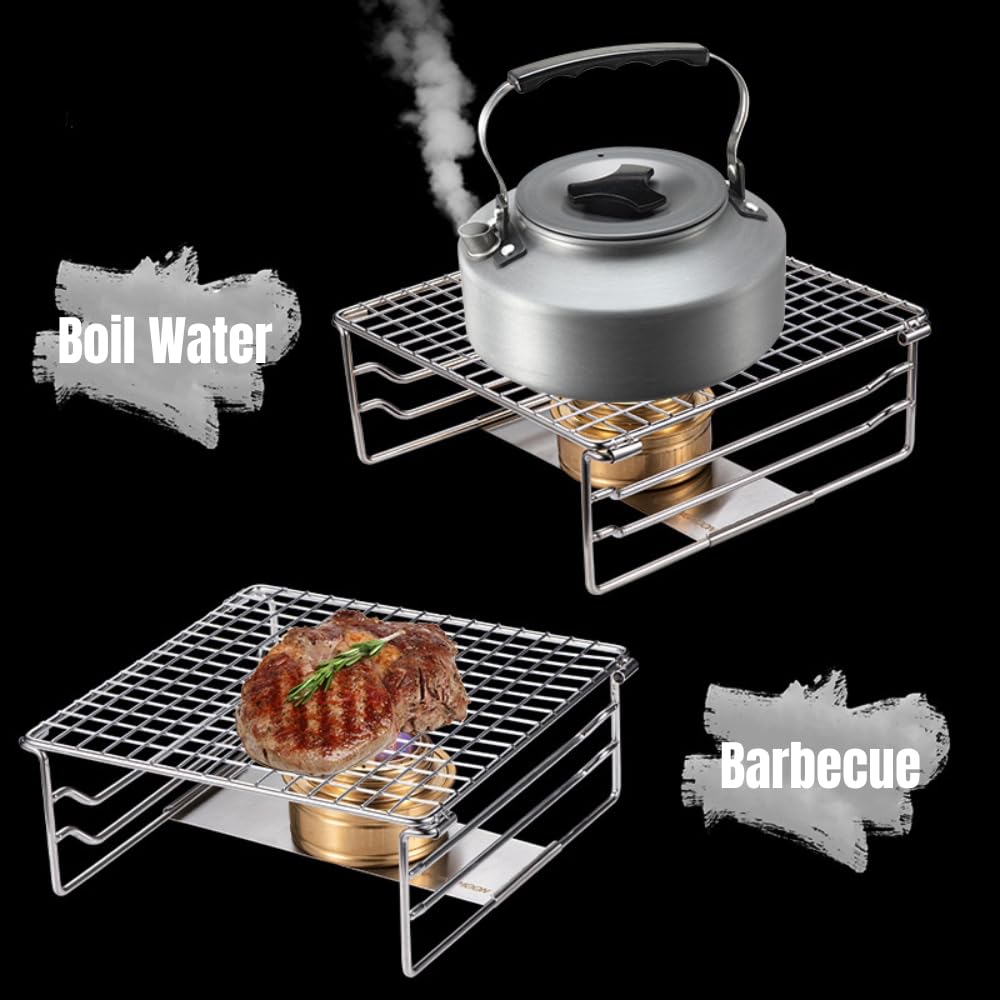 Grille Ronde Barbecue Acier Inoxydable 43 Cm - Pour Camping, Pique-nique, Jardin
